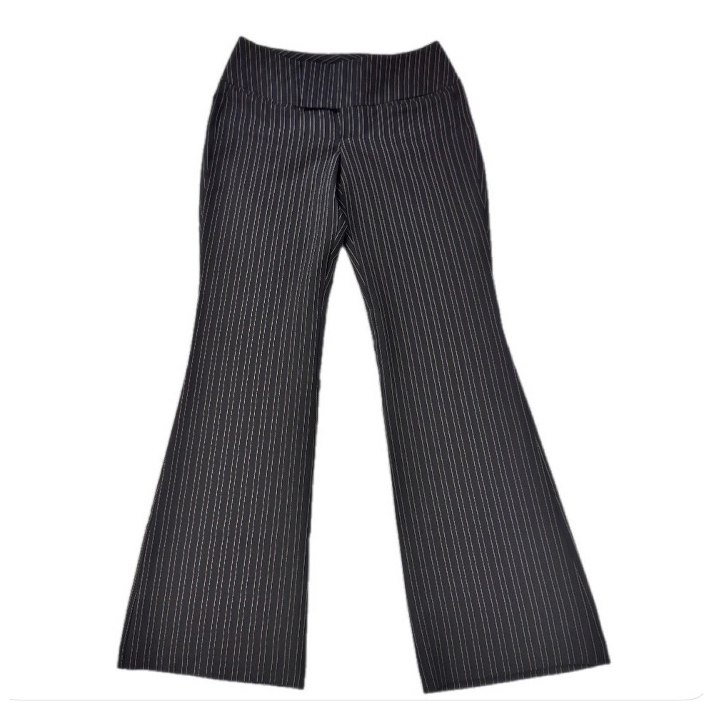 Rampage Pinstripe Trousers Women 5 Black Flare Office Dress Pants 30x30 Low Rise